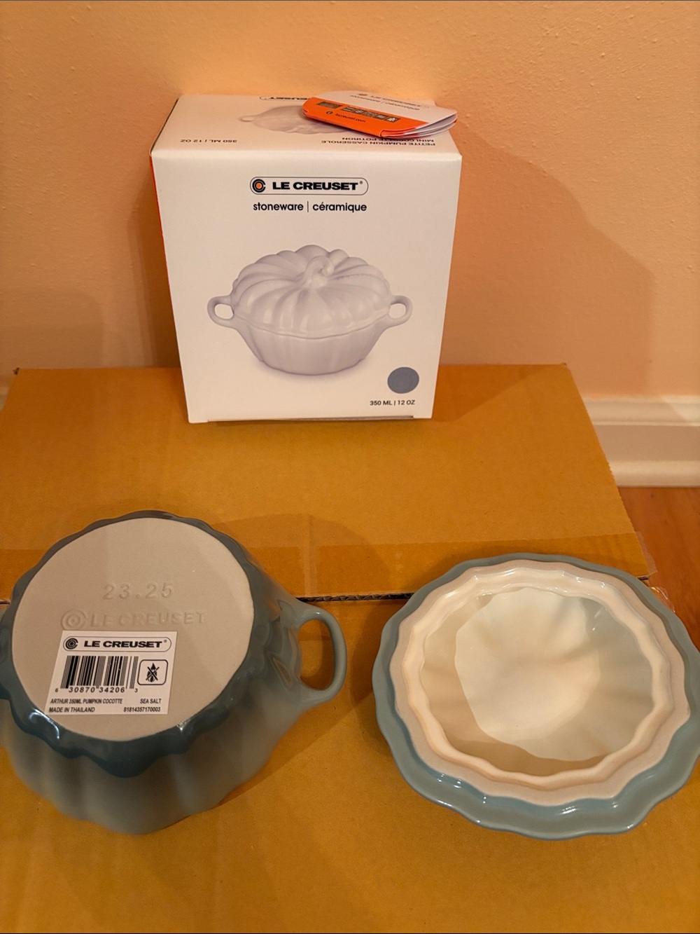 Le Creuset 350ml Mini Cocotte in Sea Salt and White - Picture 10 of 15